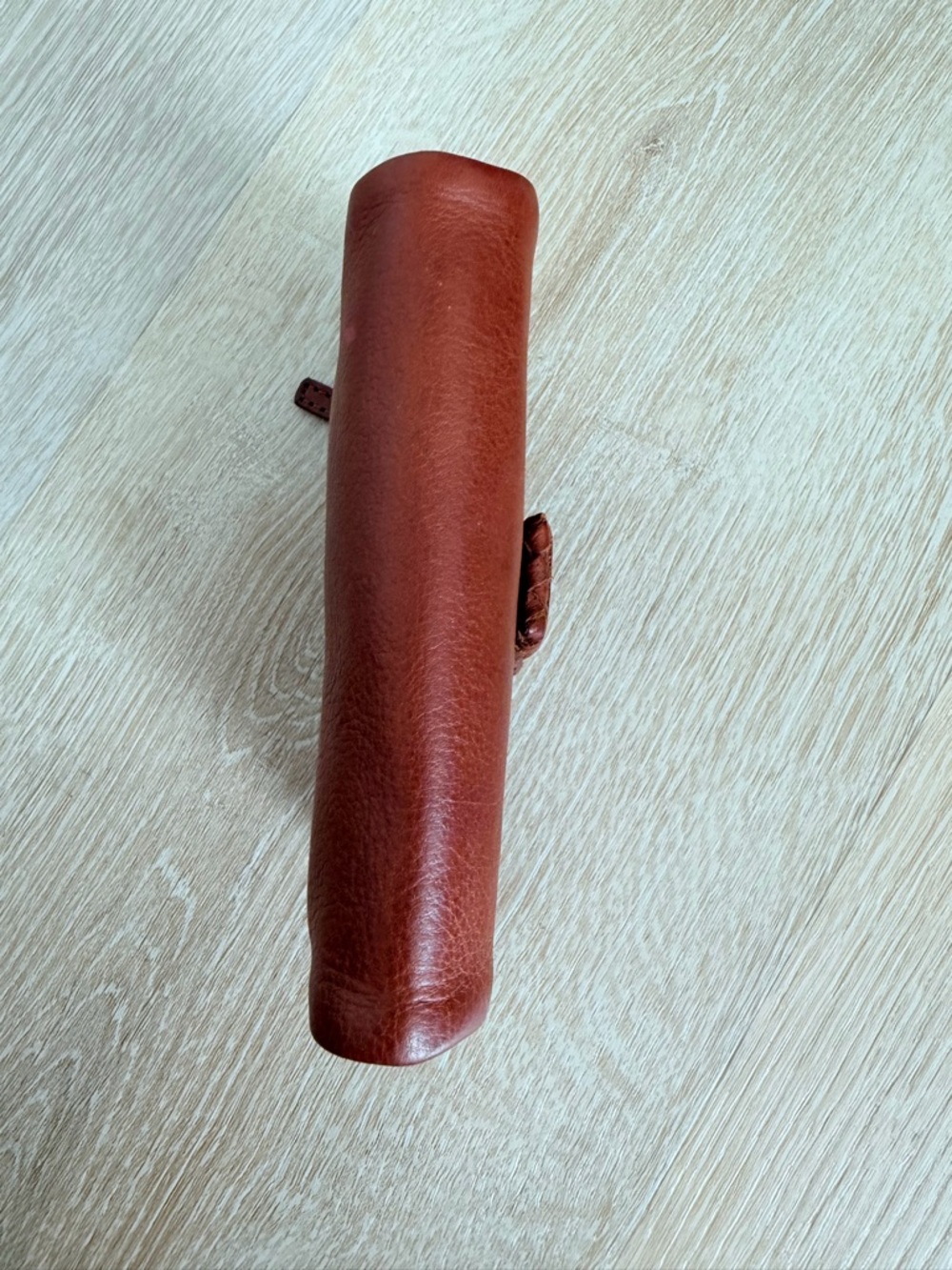 Handcrafted Brown Leather Wallet Cotton Braided Strap Closure Vintage Look Boho - Picture 6 of 8